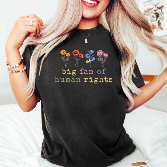 Olin D Tops - Big Fan of Human Rights Minimalist Unisex Tee, No Human is Illegal Tee